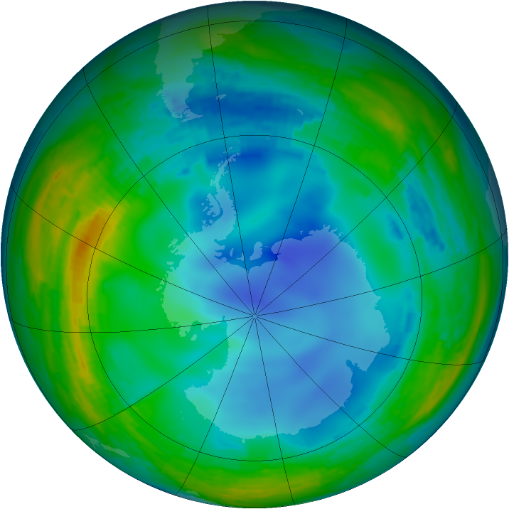 Antarctic ozone map for 30 July 1993